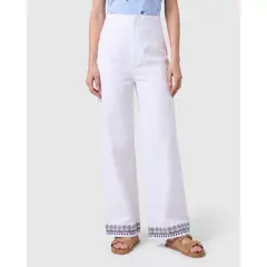 PATPRIMO - Pantalón Tiro Alto Bota Ancha Mujer Blanco