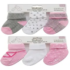 WAKIDS - Set 3 Pares Medias Wakid's Bebé 6-18 Meses Niña- Rosadas