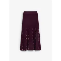 SCALPERS - Falda Midi Con Pedrería 66537BURGUNDYL Borgoña Mujer