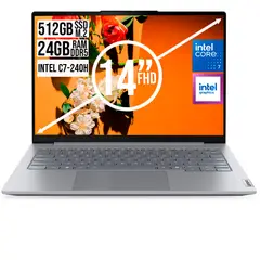 Lenovo - Portátil ThinkBook 14 Intel Core 7 240H 24GB RAM 512GBSSD 14" WUXGA Silver Aluminio