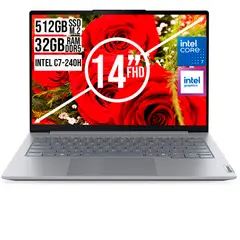 Lenovo - Portátil ThinkBook 14 Intel Core 7 240H 32GB RAM 512GBSSD 14" WUXGA Silver Aluminio