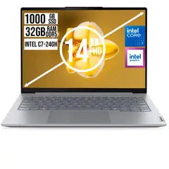 Lenovo - Portátil ThinkBook 14 Intel Core 7 240H 32GB RAM 1TB SSD 14" WUXGA Silver Aluminio