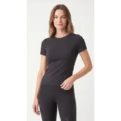 BELIFE - Camiseta deportiva negra con escote en espalda para mujer