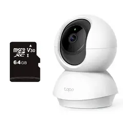 TP LINK - CÁMARA DE SEGURIDAD WIFI INTELIGENTE TPLINK 2MP INTERIOR LENTE MOVIL+SD64GB