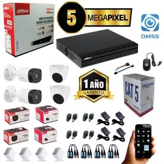 DAHUA - KIT CAMARAS DE SEGURIDAD 5MP DVR 4 CH + 4 CAMARAS