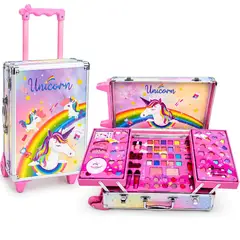 GENERICO - Maleta De Maquillaje Infantil Para Niñas Con Ruedas Unicornio Kit De Belleza