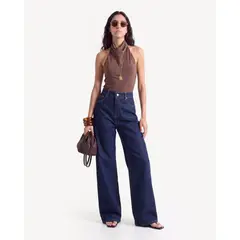 SEVEN SEVEN - Blusa Halter Escote Fluido Para Mujer Café