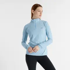 NEW BALANCE - Buso Essentials Space Dye Quarter Zip Azul Mujer