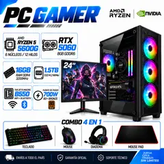 POWER GROUP - PC Gamer Ryzen 7 5700G | RTX 5060 8GB GDDR6 | 16GB RAM | 1.5TB SSD | MONITOR 24"| B550 WIFI+BLUE