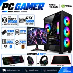 POWER GROUP - PC Gamer Ryzen 7 5700G | RTX 5060 8GB GDDR6 | 32GB RAM | 2TB SSD | MONITOR 24"| B550 WIFI+BLUE