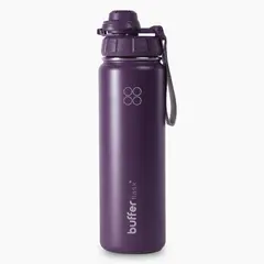 BUFFER FLASK - Termo Botella Agua Termica 700 Ml Buffer Acero Inoxidable + 4 Tapas - Violeta