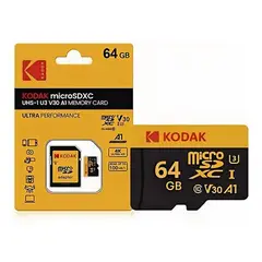 KODAK - Tarjeta de Memoria MicroSDXC 64GB UHS-I U3 V30 A1