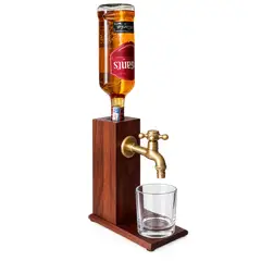 GENERICO - Dispensador De Licor En Madera Con Llave En Acero Dorada