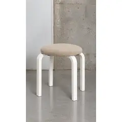 GENERICO - Butaco en hierro blanco, con cojín acolchado beige, Diseño moderno, apilable.
