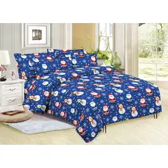 SIRENITAS - Juego de sabanas cama Sencilla Semi Doble Queen King Azul Papa Noel