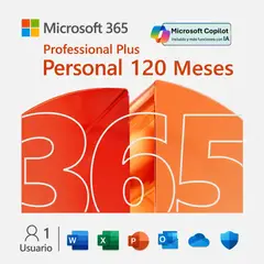 MICROSOFT - Office 365 Personal Professional Plus 10 Años - 5 Dispositivos 100GB OneDrive.
