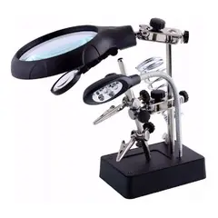QUICK - Lupa Escritorio Soporte Pinza Luz Led Tercera Mano Cautin11