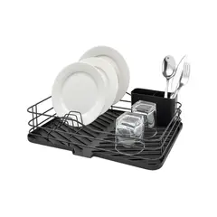 DKASA - Escurridor de Platos en Hierro Bandeja Plástica Grande