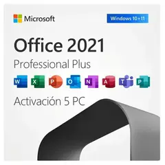 MICROSOFT - Office 2021 Professional Plus | Licencia Retail 5 PC | Windows Vitalicio.