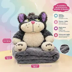GENERICO - Peluche Con Manta Cobija Gato Lucifer Almohada Regalo Suave 35cm