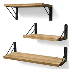 ANYHOGAR - Repisas Flotantes De Madera Multipropósito Kit X3 Colores