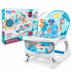 BABY ON - Silla Comedor Mecedora 2 en 1 Evolution con Bandeja, Vibración y Música para Bebé