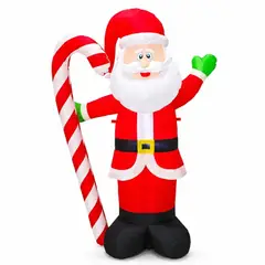 GENERICO - INFLABILE SANTA CON BASTON DE CARAMELO GIGANTE 182CM