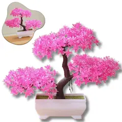 GENERICO - Bonsái Decorativo Artificial Maceta Para Escritorio Y Mesa Color Fucsia