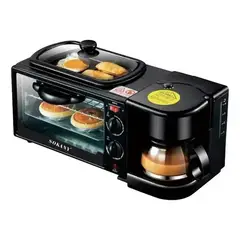 SOKANY - Estación De Desayuno 3 En 1 Horno Cafetera Plancha