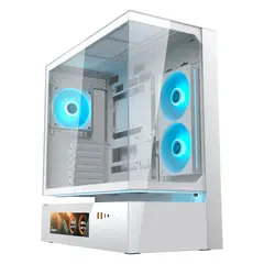 COUGAR - CHASIS GAMER CFV235 VISION Blanco de Alta Estabilidad con 3 Ventiladores ARGB