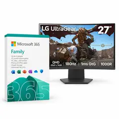 LG - Kit funcional Monitor Gs27qc Curvo 27 + Licencia M365 Familiar 5 Usuarios