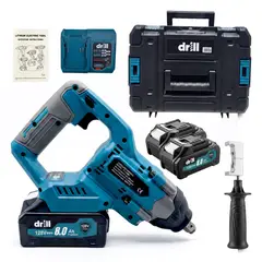 PROTOOL - Llave de Impacto Inalámbrica Drill 128V Brushless 4600N.m con Empuñadura + 2 Baterías 8.0Ah