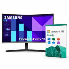 SAMSUNG - Combo Monitor L27d390 Curvo Con Licencia Microsoft 5 En 1 Familia