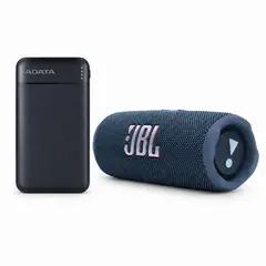 JBL - Kit Audio Jbl: Parlante Flip 7 Bluetooth Azul + Cargador Adata C100 Usb Negro