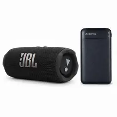 JBL - Kit Audio Jbl: Parlante Bluetooth Flip 7 Ip6 Negro + Cargador Adata C100 Usb Negro