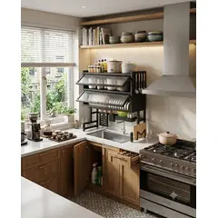 GENERICO - Escurridor de Cocina Sobre Fregadero 2 Niveles Con Guarda Polvos