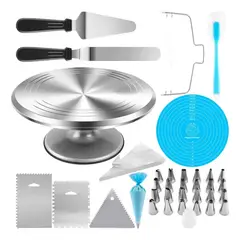 GENERICO - Mesa Giratoria Bailarina Respostería + Kit Decoración tortas 85 piezas