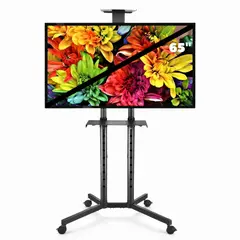 GENERICO - Soporte Pedestal Para TV Móvil 32-65 Pulgadas Con Ruedas Ajustable