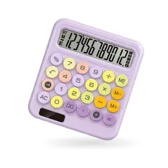 INNOVA - Calculadora Pastel Grande Memoria LCD 12 Dígitos Lila