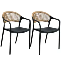 GENERICO - Set X2 Sillas Milán Con Brazos Espaldar Mallado Moderna Para Restaurante Comedor Terraza