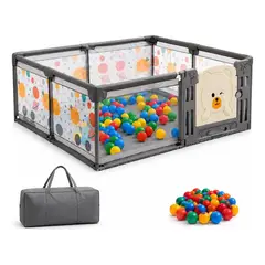 GENERICO - Corral Bebe 180x150 Con 50 Pelotas Puerta Oso Y Bolso Viaje