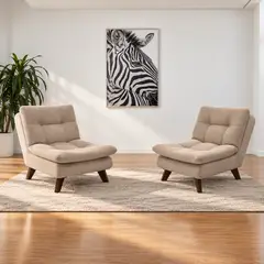 HOGAR VENECIA - Juego de 2 Poltronas Toulouse Tela Beige