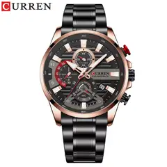 CURREN - RELOJ ORIGINAL ACERO CRONOGRAFO M8415 NEGRO COBRE