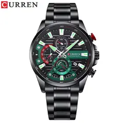 CURREN - RELOJ ORIGINAL ACERO CRONOGRAFO M8415 NEGRO VERDE
