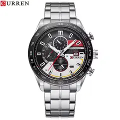 CURREN - RELOJ ORIGINAL ACERO CRONOGRAFO M8410 PLATEADO NEGRO