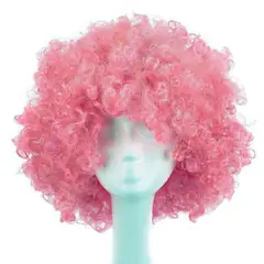 P&R APRECIOSDEREMATE - Peluca Afro Rosado Fantasía Fiesta Halloween Hora Loca Fibra