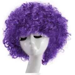 P&R APRECIOSDEREMATE - Peluca Afro Fantasía Morado Fiesta Halloween Hora Loca