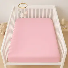 GENERICO - Sábana Ajustable Cuna Corral Algodón Rosa 60x90 Cm Bebe