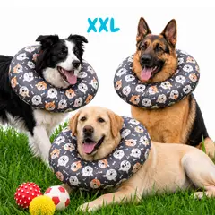 GENERICO - Collar Isabelino Suave Antifluido Ajustable Para Perros/Gatos Diseño De Perritos Talla XXL