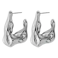 GENERICO - Aretes De Acero Inoxidable Diseño Irregular Geométrico Color Plateado